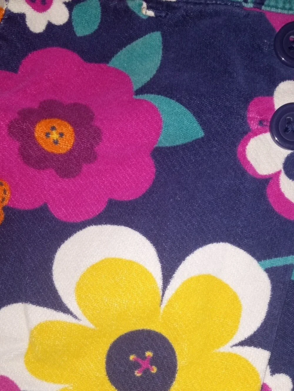 Gymboree Navy Skirt with Yellow, Pink and Teal Floral Print